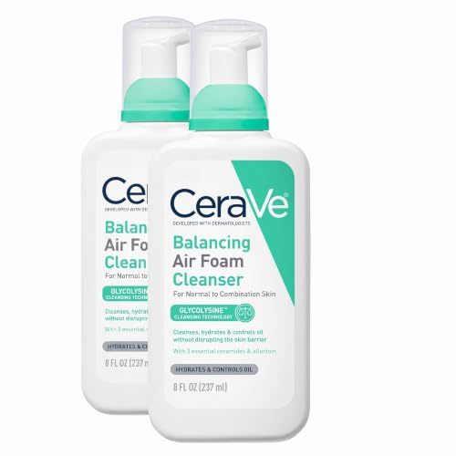 CeraVe Balancing Air Foam Face Wash - 8oz Pack of 2 - Gentle Foaming Cleanser for Combination Skin, Oil Control & Hydration