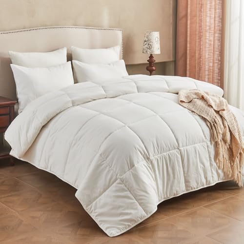 KUSNUG Year-round Twin Hybrid Wool Comforter with Organic Cotton Shell