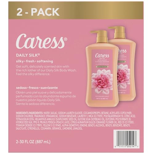 Caress Daily Silk Hydrating Body Wash, Peach & Orange Blossom, 30 Fl Oz (2 Pk)
