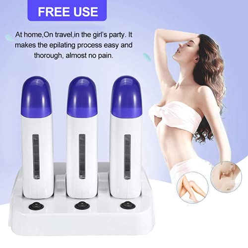 Portable Triple Depilatory Wax Warmer with Heater Base - Hair Removal