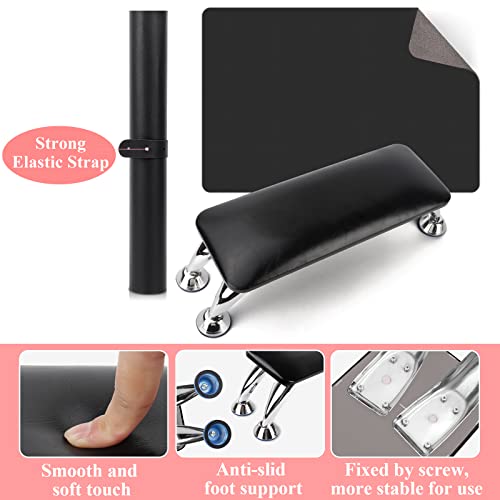 Black Nail Arm Rest for Acrylic Nails with Mat & Cushion - Nail Tech Hand Support