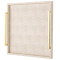 Ivory Large Ottoman Tray for Coffee Table with Gold Handles - 20x20x3 inches