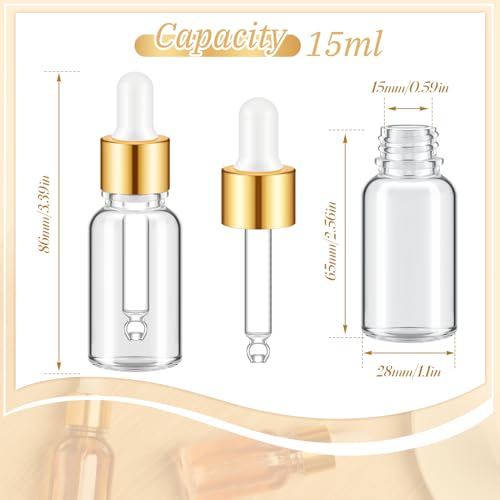 Mini Glass Oil Dropper Bottles Set 15ml Champagne Gold - 200 Pack