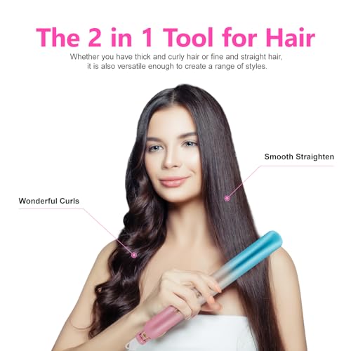 DORISILK 1 Inch Colorful Ceramic Flat Iron 450°F Hair Straightener & Curler 2-in-1