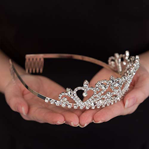 Ella Celebration 21st Birthday Tiara - Silver Heart Crown Party Accessory