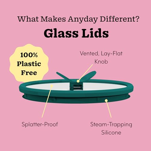 Anyday 4-Piece Medium Glass Food Storage Containers with Vented Lids - Clear Kale