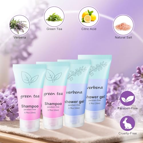 Travel Size Body Wash and Shampoo Bulk 0.7fl Oz,Travel Size Shower Gel Set£¬Shampoo Bulk Travel Size ,Hotel Supplies for Guests Vacation Homeless Hotel (pack of 60)