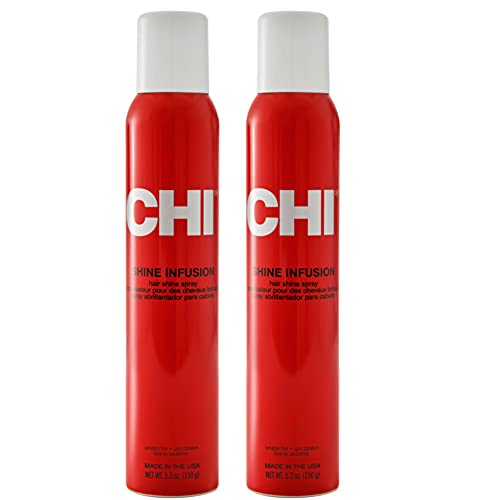 CHI Shine Infusion 5.3oz (Pack of 2) Unscented Thermal Shine Spray, 10.6oz total