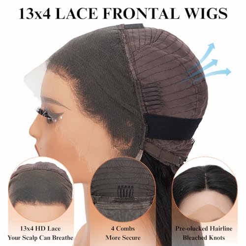 22 Inch Human Hair Lace Front Wigs for Black Women Natural Straight 13x4 Variation of THIS listing
