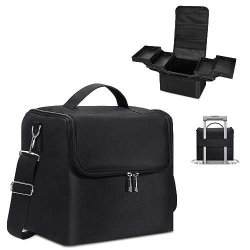 Deciniee Black Large 4-Tier Makeup Train Case for Women - Travel Organizer