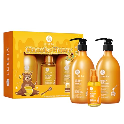 Manuka Honey Moisturizing Hair Care Set with Shampoo Conditioner & Serum - 12.39 Fl Oz (Pack of 3)