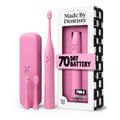 Dentist-Designed Sonic Electric Toothbrush for Adults - Pink, 70-Day Battery, 3 Modes, Travel Case & 3 Brush Heads
