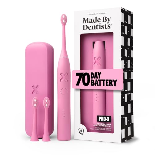 Dentist-Designed Sonic Electric Toothbrush for Adults - Pink, 70-Day Battery, 3 Modes, Travel Case & 3 Brush Heads
