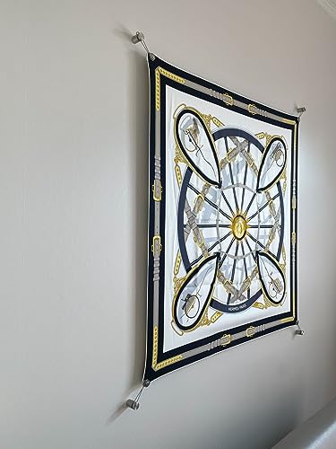 Stainless Steel Hanging System for Scarves & Artwork with Magnetic Hooks - Brushed Finish