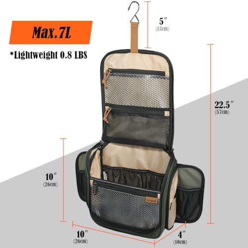 WELKINLAND 13-Pocket Hanging Toiletry Bag Waterproof Men's Travel Organizer