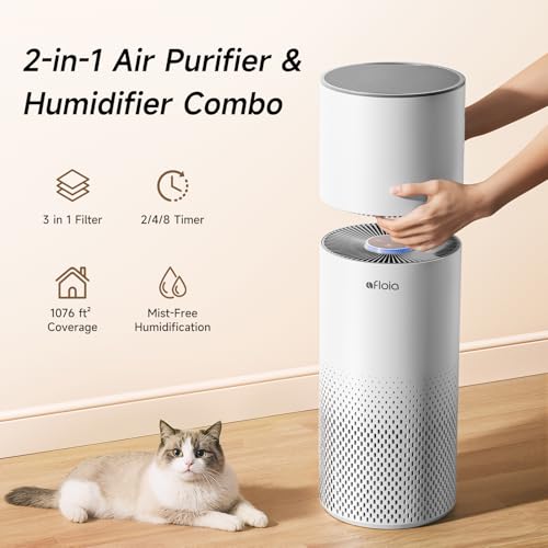 Afloia 2-in-1 Air Purifier and Humidifier for Large Rooms, Bedroom & Office