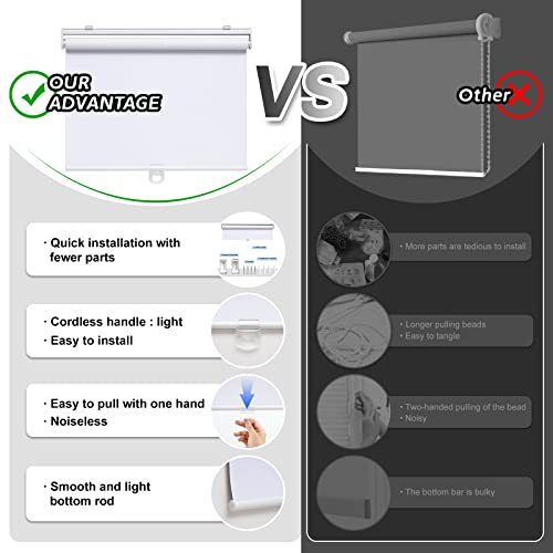 AOSKY Blackout Cordless Roller Shade for Indoor Windows 70x72 White - Energy Efficient & Safe