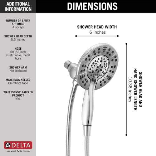 Delta In2ition 2-in-1 Dual Shower Head Chrome 58499 - Handheld & Fixed Spray