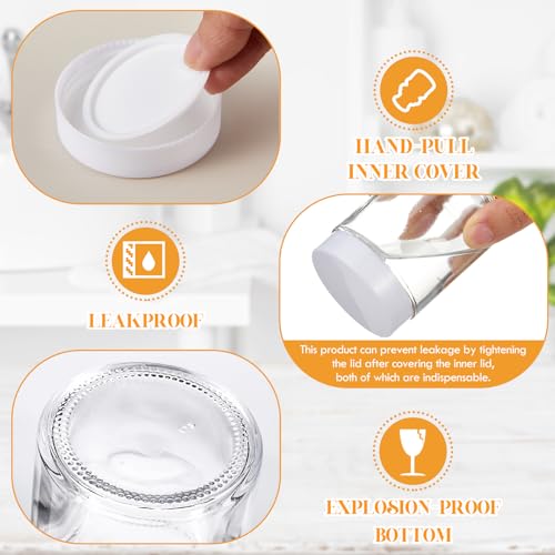 24 Pack 6oz Glass Cosmetic Jars with Black Lids - White, Leakproof Storage