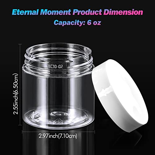 Eternal Moment 36 Pack 6 OZ Plastic Cosmetic Jars with White Lids - Clear Containers