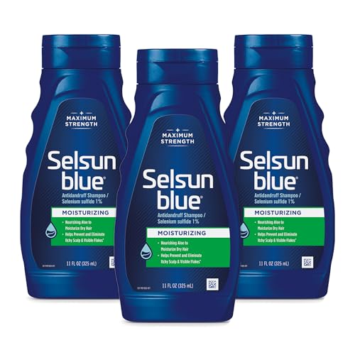 Selsun Blue Moisturizing Anti-Dandruff Shampoo with Aloe, 11 fl oz, Selenium Sulfide 1% (Pack of 3)
