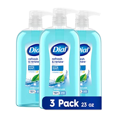 Dial Body Wash, Refresh & Renew Spring Water, 23 fl oz (Pack of 3) + Coconut Water, 32 fl oz