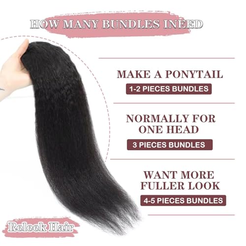 Kinky Straight Human Hair Bundles - 3 x 18 Inch Brazilian Virgin Hair
