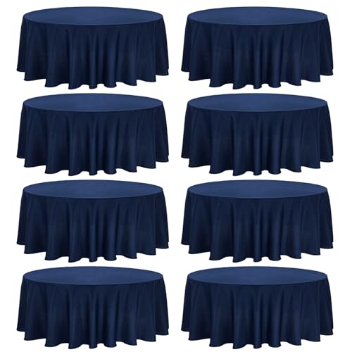 8-Pack 120 Inch Navy Blue Round Tablecloths - Premium Polyester, Elegant Wedding & Party Cover (Variation: Navy Blue, 120 Inch, 8)