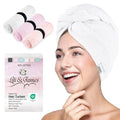 Cotton Hair Towel Wrap for Women & Kids - Pack of 3 - White Pink Lilac