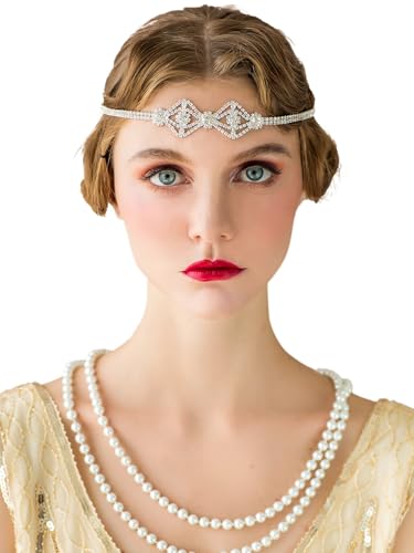 1920s Flapper Headband for Women - Silver Rhinestone Gatsby Party Accessory - Style 3