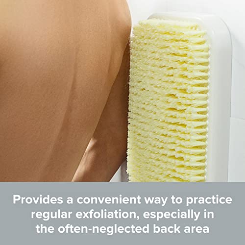 Wall Mounted Shower Back Scrubber with Soft Bristles - Exfoliating Body Brush for Easy Reach