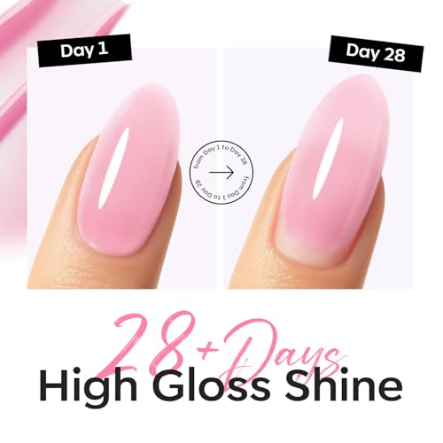 Builder Nail Gel Top Coat Rosy Pink 15ml No Wipe UV Cure - Glossy, Strengthening, Long-Lasting