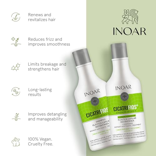 Inoar Cicatrifios Shampoo & Conditioner Renewal Haircare Duo with RejuComplex3 & Argan Oil, 250ml Each
