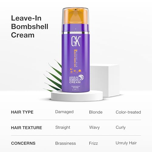GK HAIR Leave-In Bombshell Purple Cream 3.4 Fl Oz | Hair Conditioner & Toner for Blonde & Damaged Hair