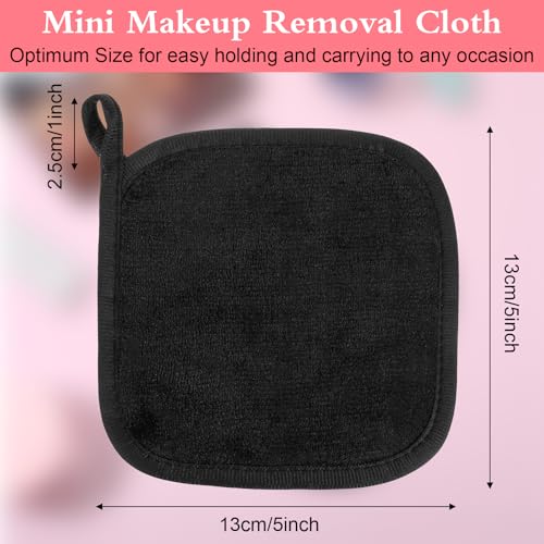50 Pcs Makeup Remover Cloths Reusable Washable Remover Pads Soft Microfiber Washcloths Facial Cloths Makeup Towels for Women, 5 x 5 Inch(Black)
