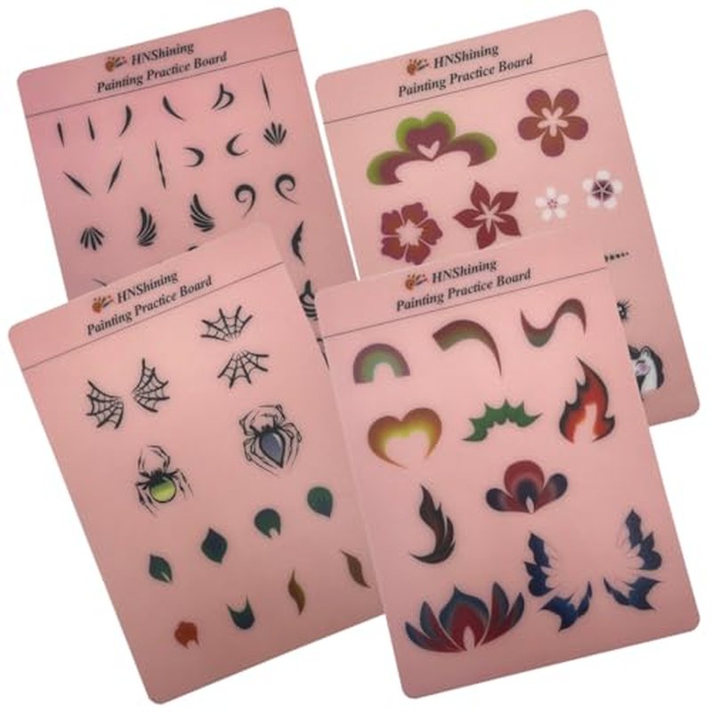 Face and Body Paint Practice Board With Various Patterns - Reusable Exercise Template and Skill Sheet