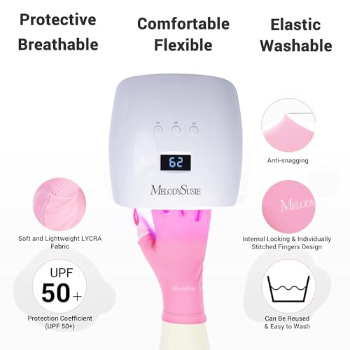 MelodySusie Nail Dust Collector with UV Gloves for Gel Nail Lamp