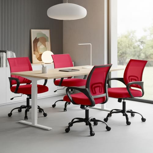 Red Ergonomic Office Chair 2 Pack with Lumbar Support Mesh Desk Chairs