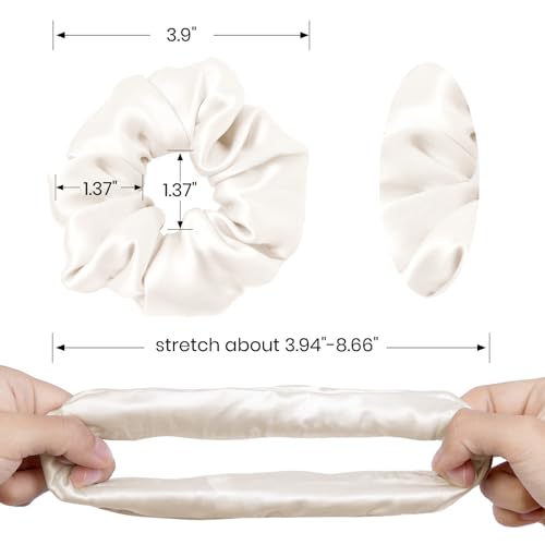 LILYSILK 100% 22MM Silk Hair Scrunchies for Sleeping & Hair Care, Natural Silk Pillowcase with Cotton Underside, 1PC, Ivory