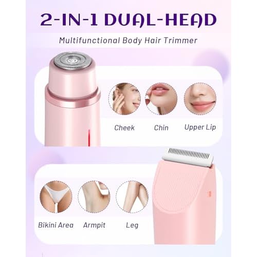 Dermawave Bikini Shaver Trimmer 2.0 for Women Pubic Hair, 2 in 1 Dual Head Painless Electric Razor for Bikini Line Area, Waterproof