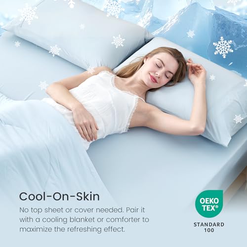 Cooling Queen Fitted Sheet Set - Blue, No Flat Sheet, Cozy Bliss