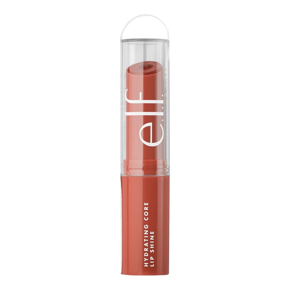e.l.f. Hydrating Core Lip Shine, Conditioning & Nourishing Lip Balm, Sheer Color Tinted Lip Moisturizer, Cheery, 0.09 Oz