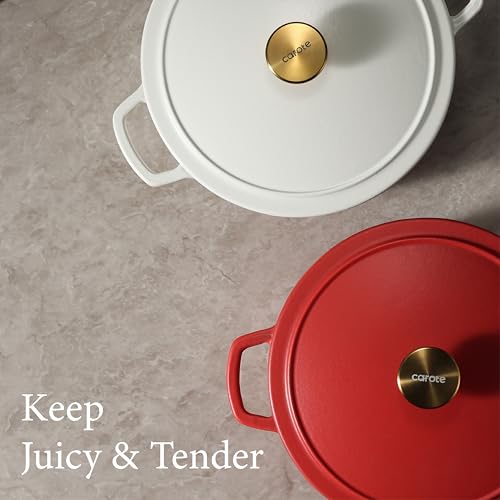 Dutch Oven Pot with Lid - 5 Qt Cream White Enameled Cast Iron Cookware