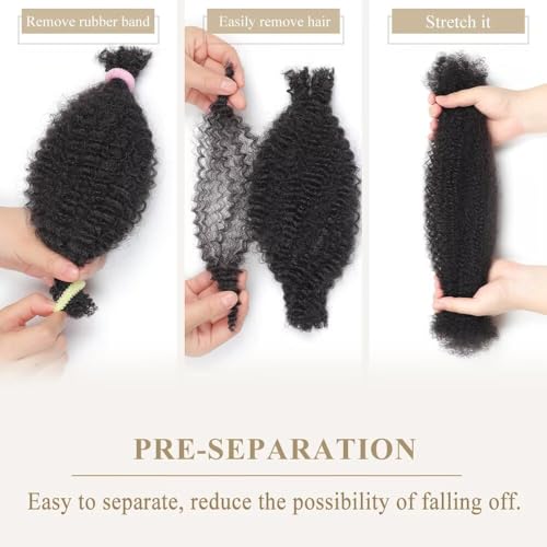 Spring Twist Hair Afro Kinkys Bulk Human Hair Bundles 16 Inch - Brown 4# - Natural Curl