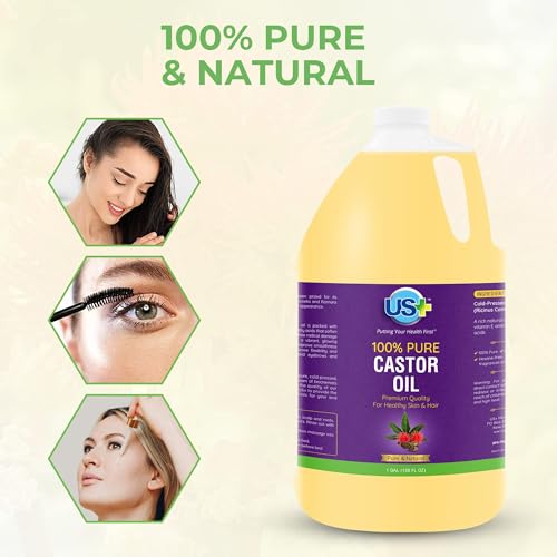 Castor Oil Cold Pressed 128 Fl Oz - 100% Pure Unrefined Hair & Skin Oil