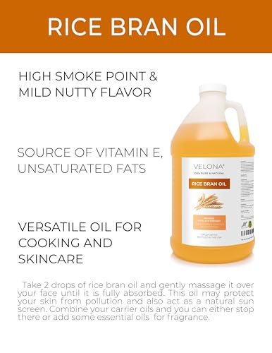 Velona Rice Bran Oil 64 fl oz - Expeller Pressed & Refined for Cooking & Skin Care - Pack of 1