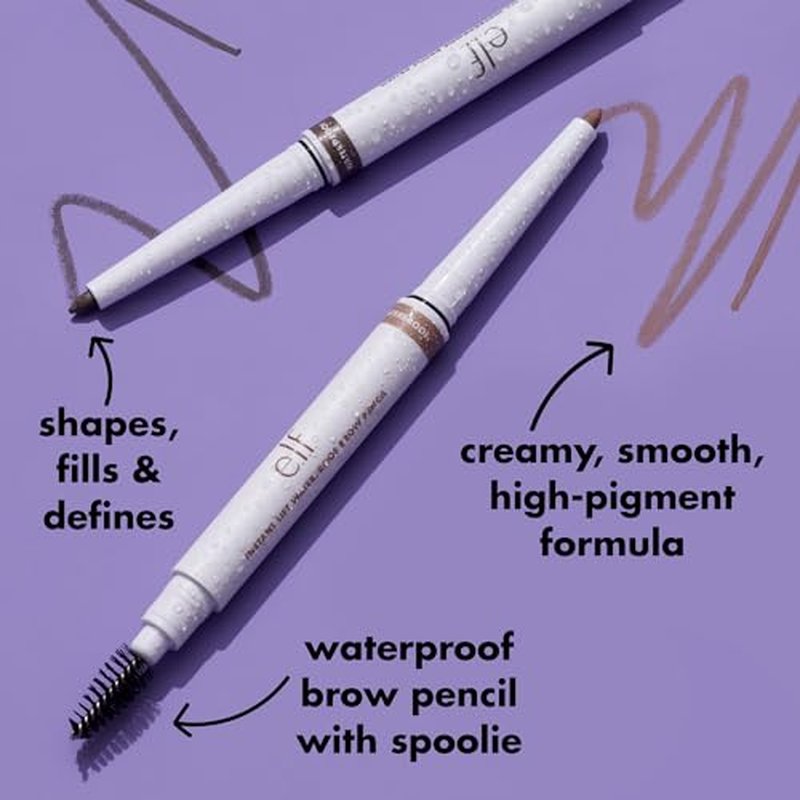 e.l.f. Instant Lift Waterproof Brow Pencil, Long-Lasting Eyebrow Pencil For Grooming & Shaping Brows, Vegan & Cruelty-free, Grey (Pack of 2)