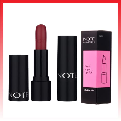 NOTE Deep Impact Lipstick - Rich Pigment High Coverage Lipstick for Women - Creamy, Balm-Like Wear Lip Color with Vitamin E - 11-0.16 oz.