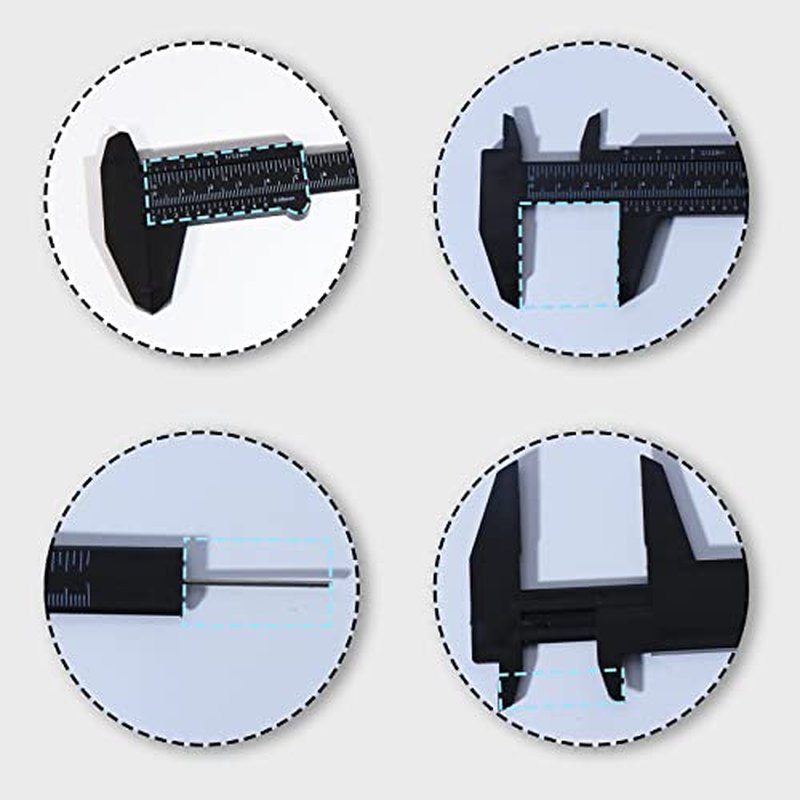 6 Inch/ 150 mm Eyebrow Measuring Ruler, Brow Mapping Ruler Tool, Mini Vernier Caliper Double Scale Plastic Ruler for Eyebrow Tattoo Brow Artists Makeup 5PCS(Black)