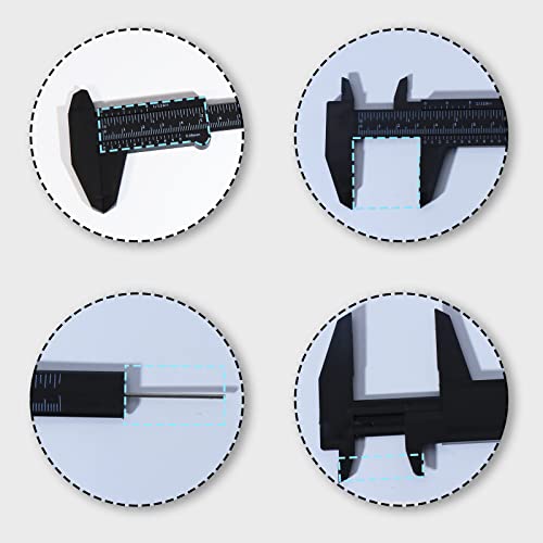 6 Inch/ 150 mm Eyebrow Measuring Ruler, Brow Mapping Ruler Tool, Mini Vernier Caliper Double Scale Plastic Ruler for Eyebrow Tattoo Brow Artists Makeup 5PCS(Black)
